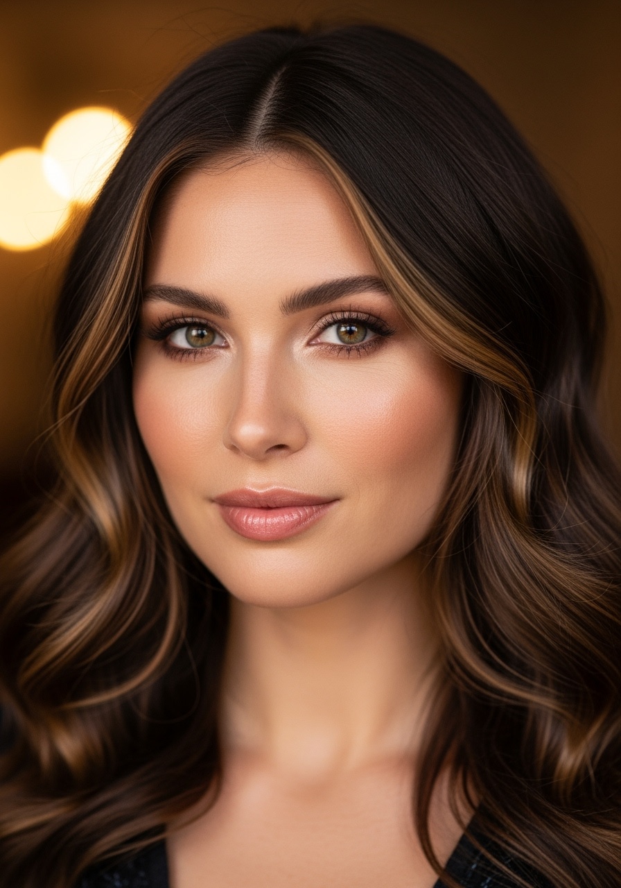 Glossy Dark Waves with Subtle Highlights