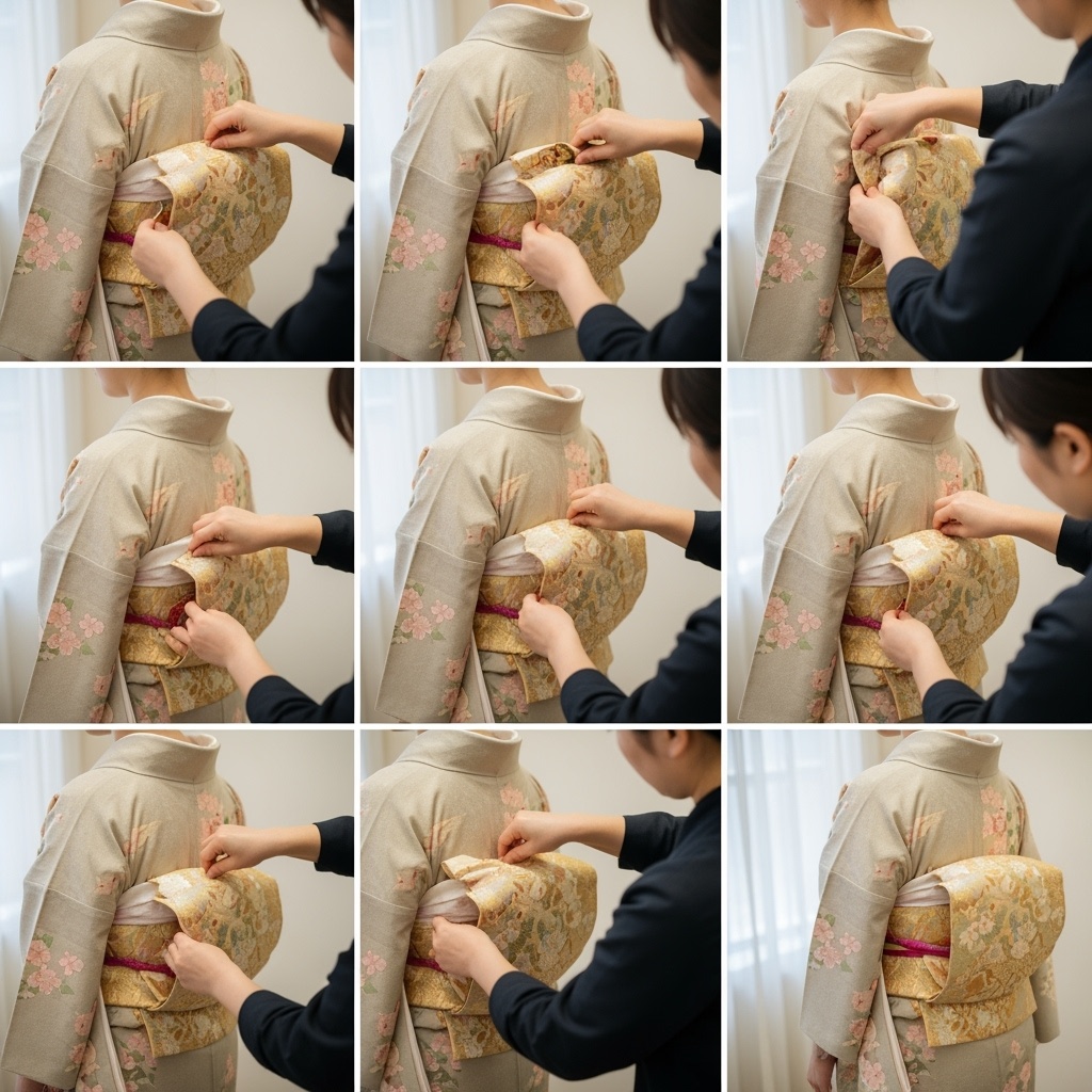 Professional kimono dressing assistance process