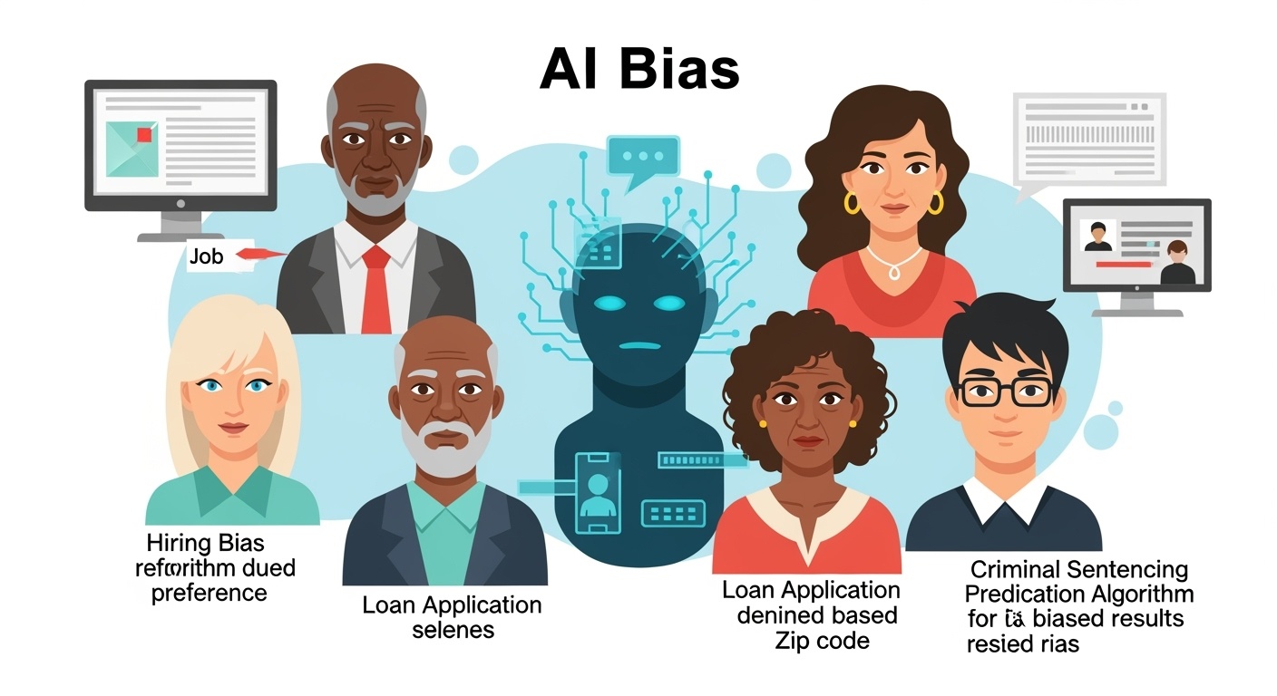 AI 편향성을 보여주는 일러스트