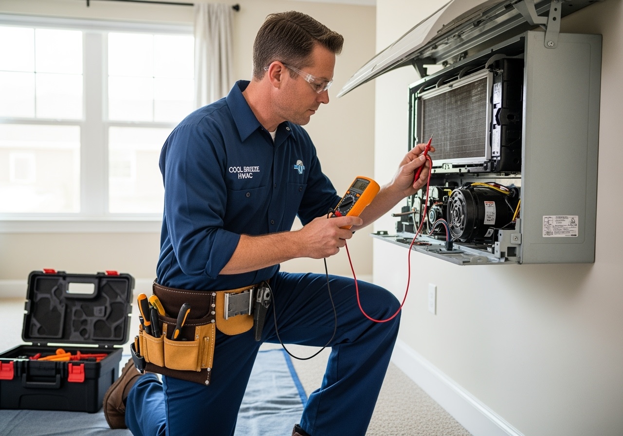 HVAC technician performing maintenance