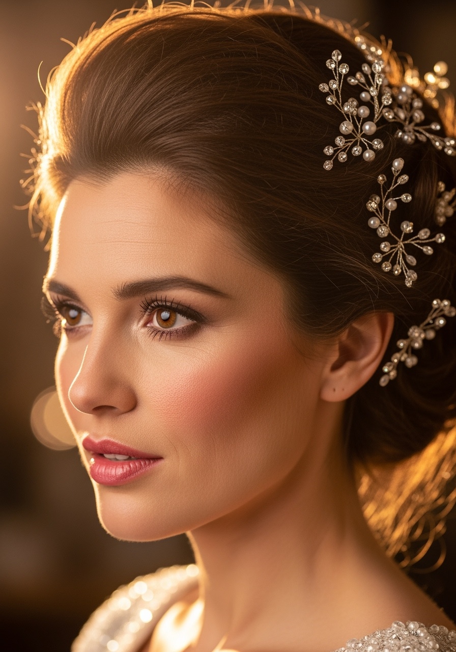 Elegant Updo with Sparkling Hairpins