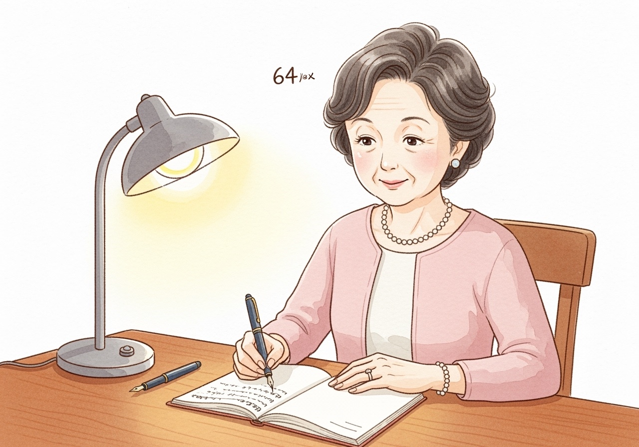健康日記をつける女性