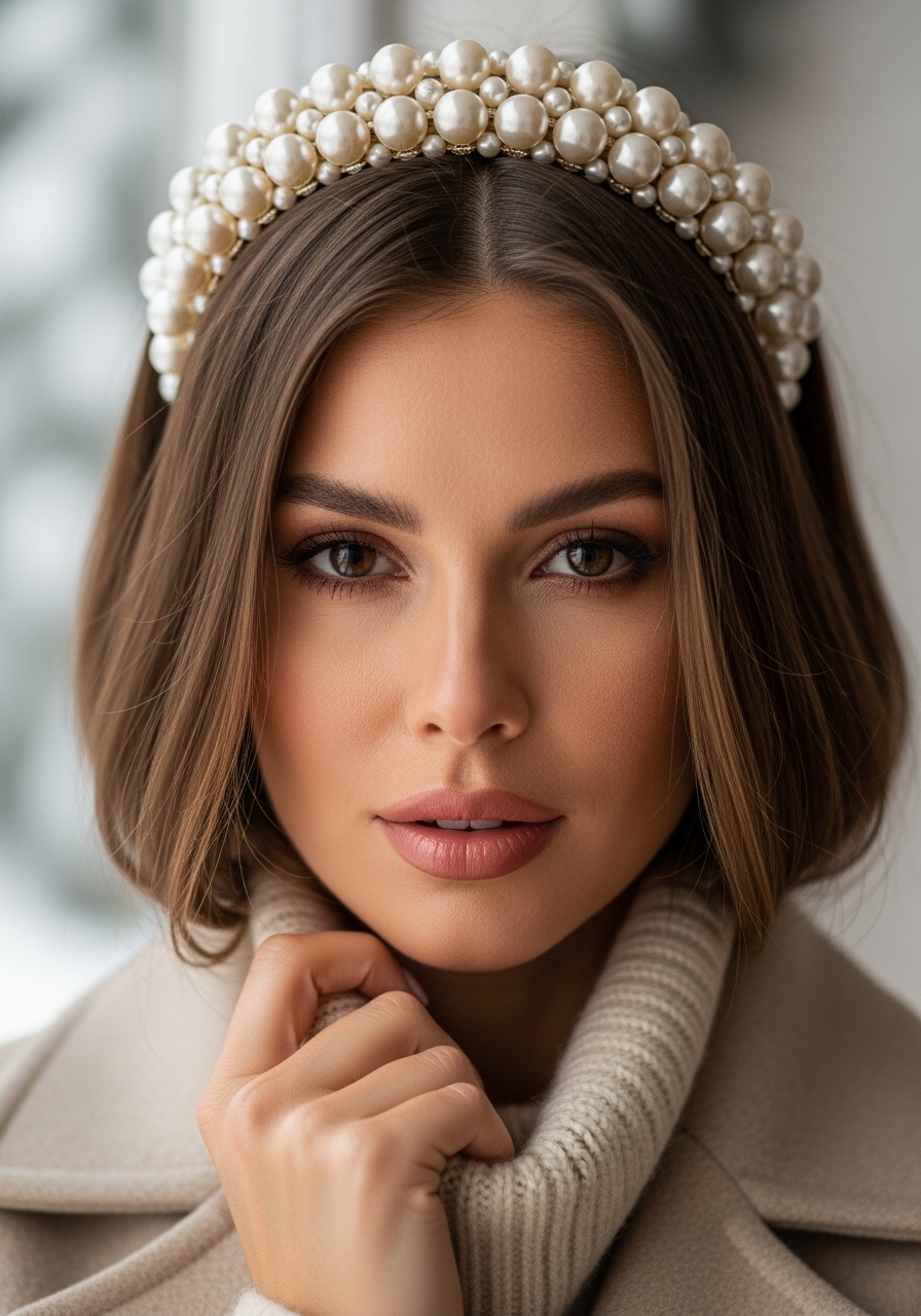 Pearl-Adorned Headband Bob