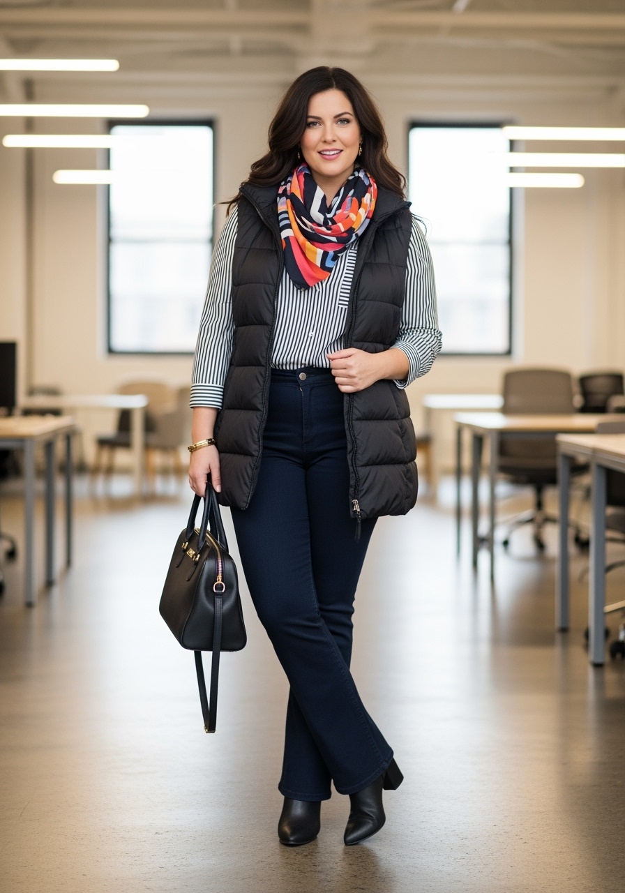 Black Puffer Vest Modern Casual