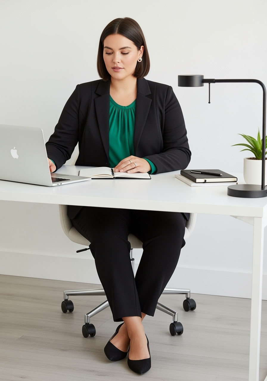 Black Ponte Blazer Modern Office Style
