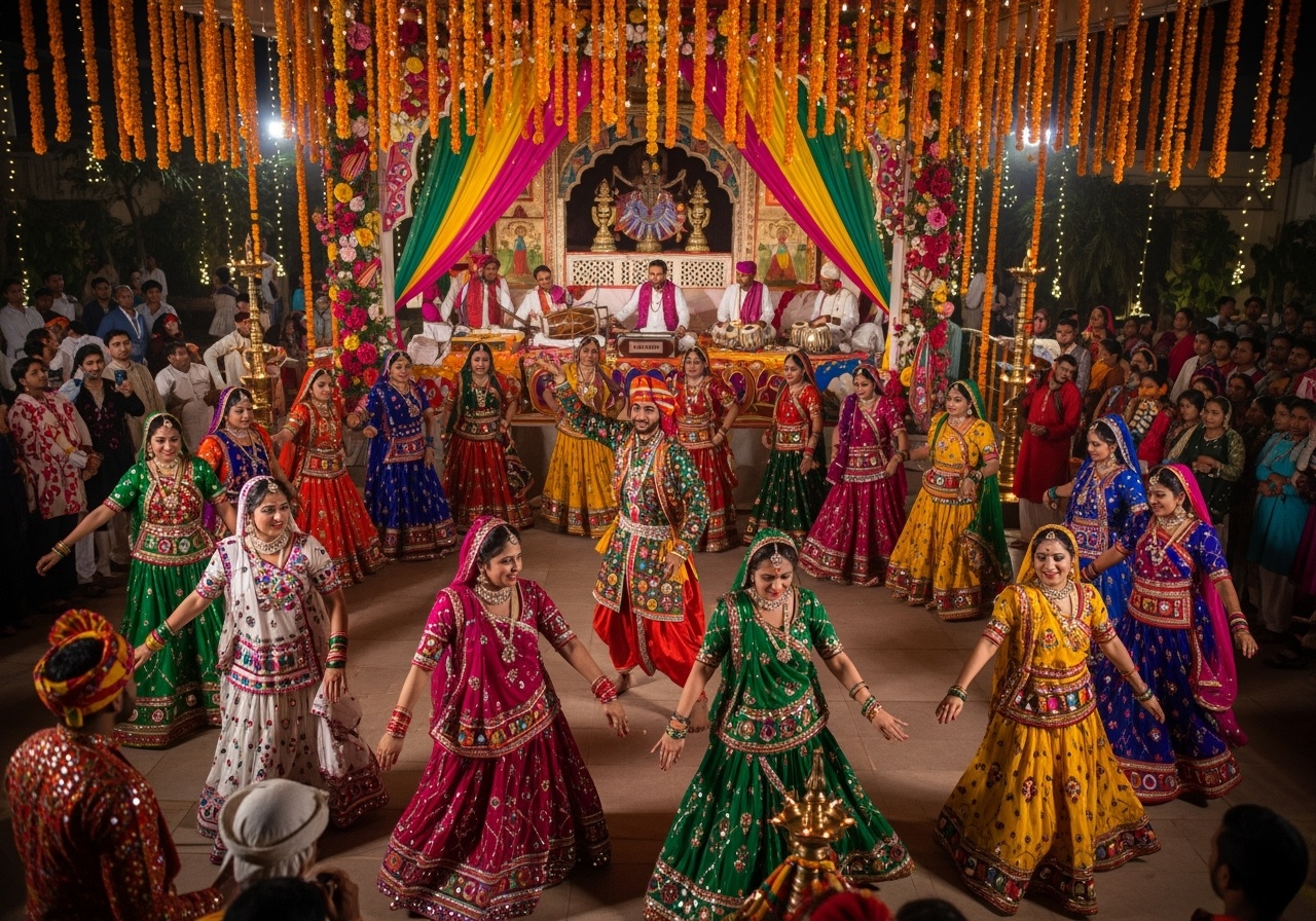 Vibrant Navratri festival celebration showcasing food culture