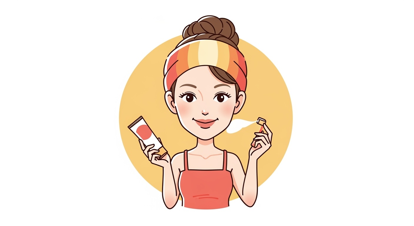 Caricature of person applying tanning lotions for sensitive skin
