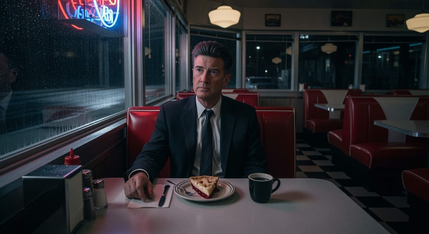 Агент Дейл Купер в кафе из сериала Твин Пикс