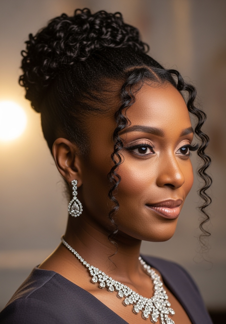 Elegant High Bun with Curls