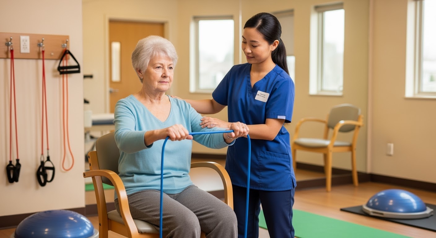 Elderly patient doing gentle MCL rehabilitation exercises
