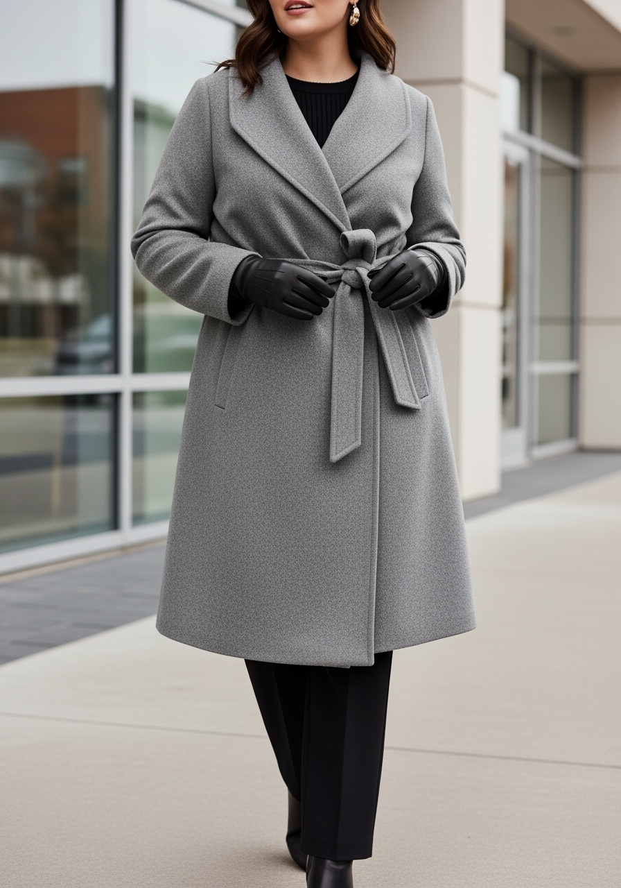 Gray Wool Wrap Coat Professional Winter Style