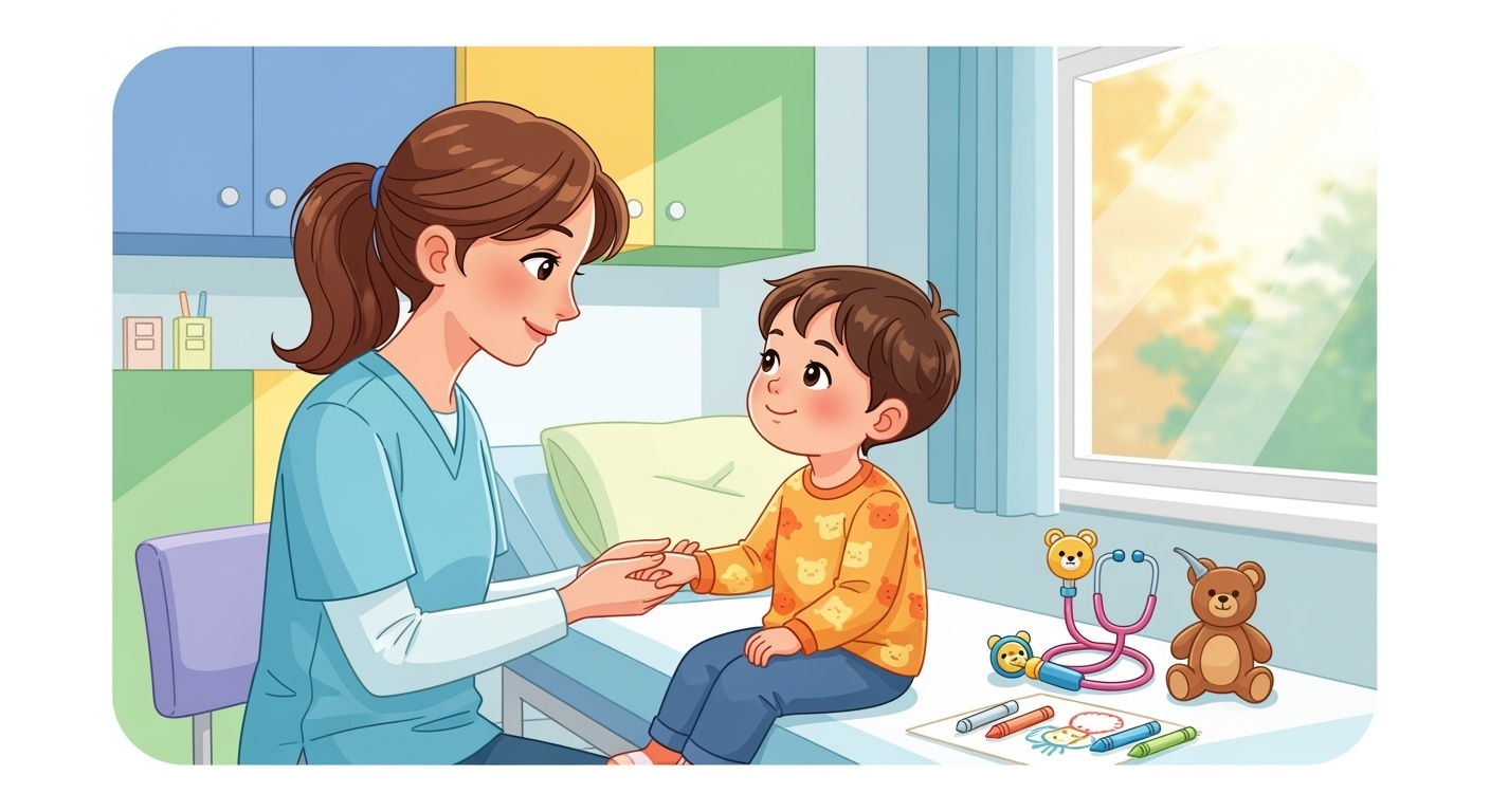 가와사키병 치료를 받는 아이와 의료진