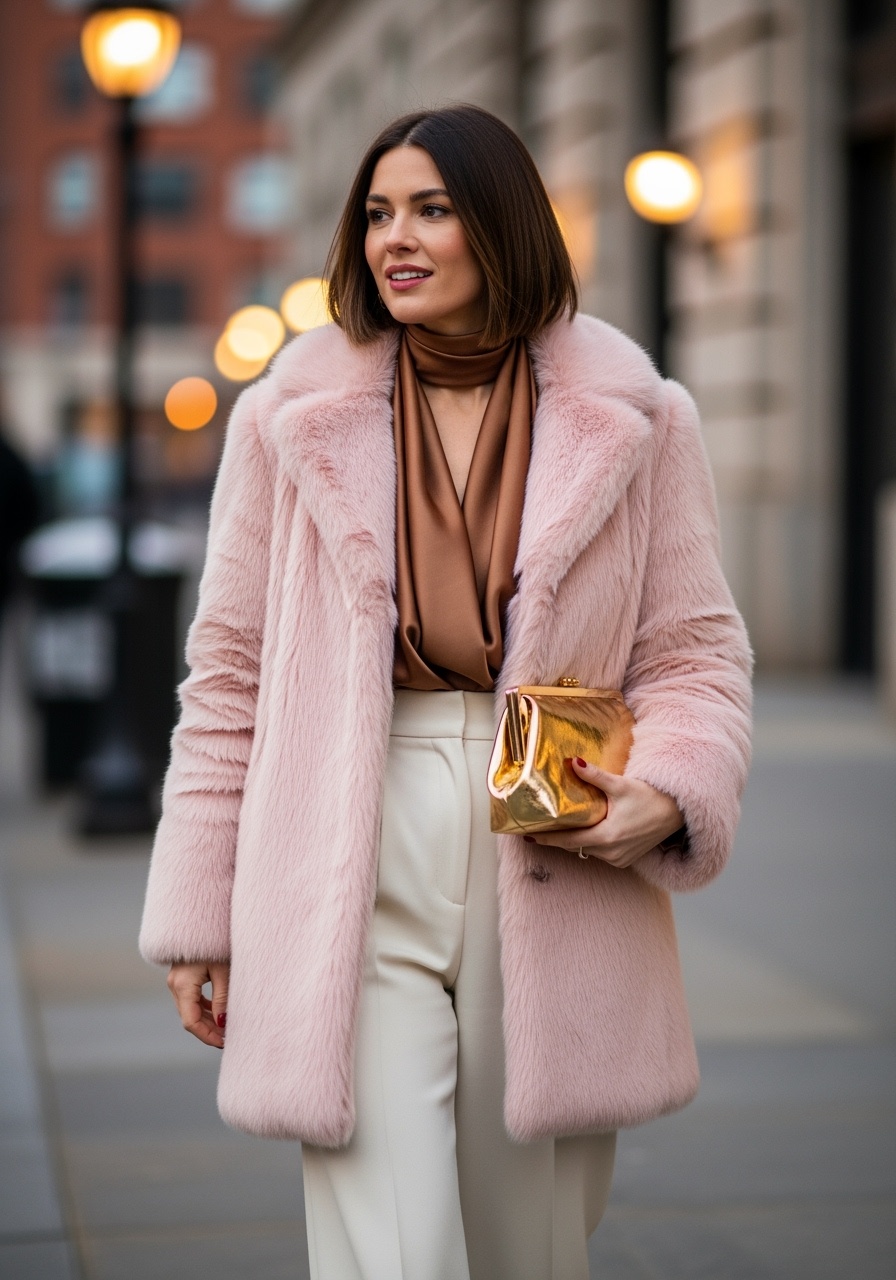 Luxe faux fur blush coat