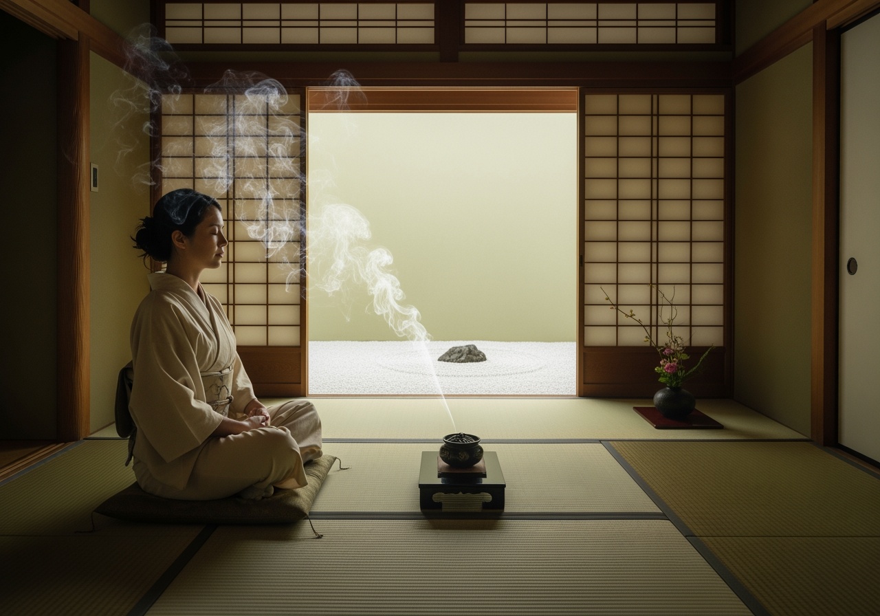 静寂の中で瞑想する女性