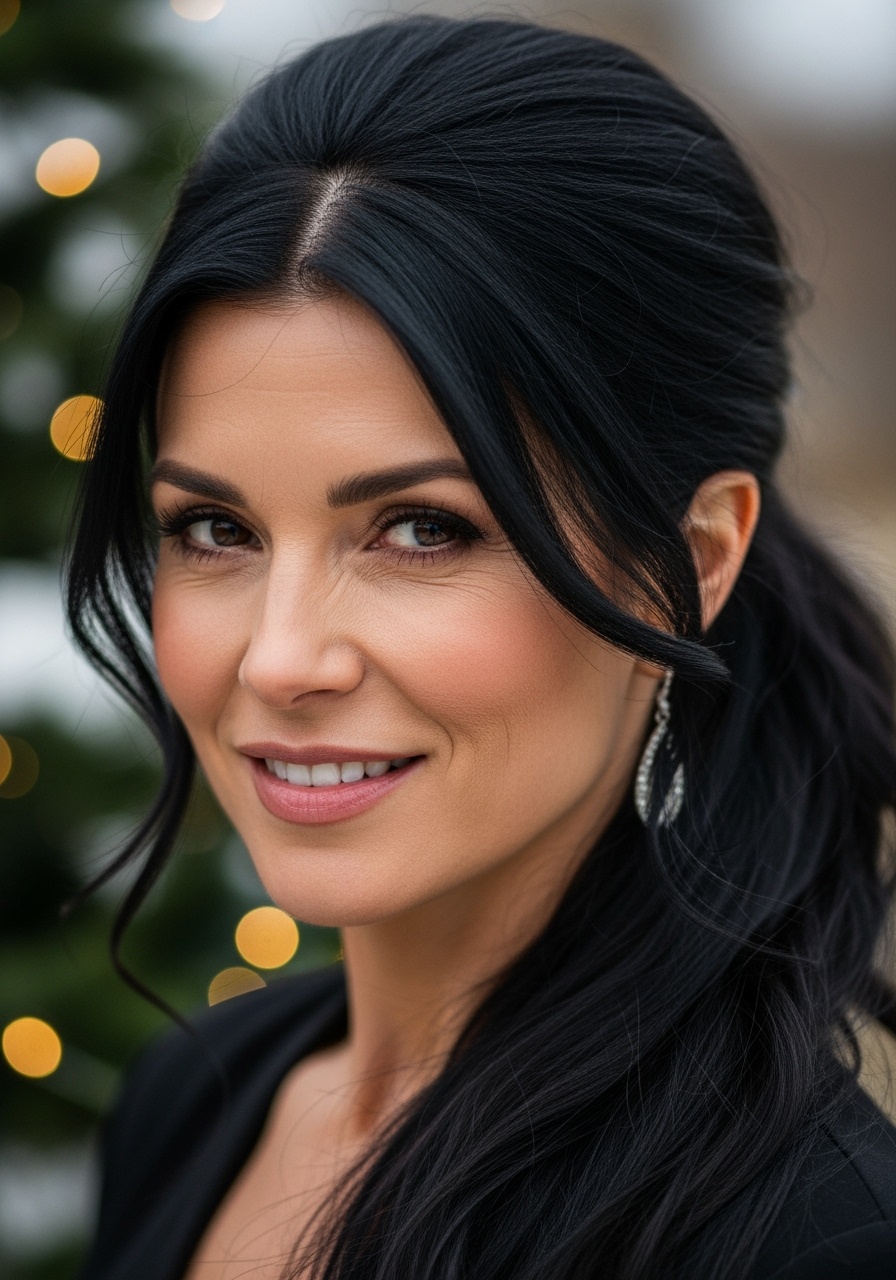 Casual Formal Ponytail with Loose Strands
