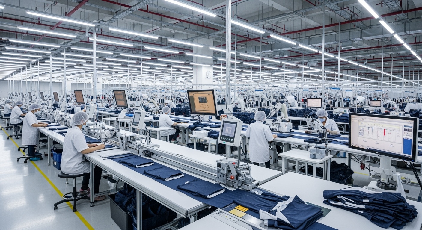 Modern manufacturing facility with advanced production equipment
