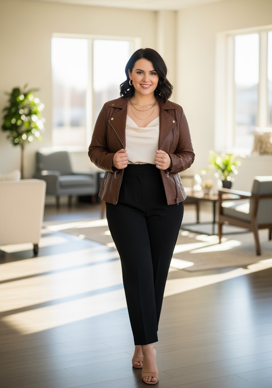 Chocolate Brown Leather Jacket Professional Style