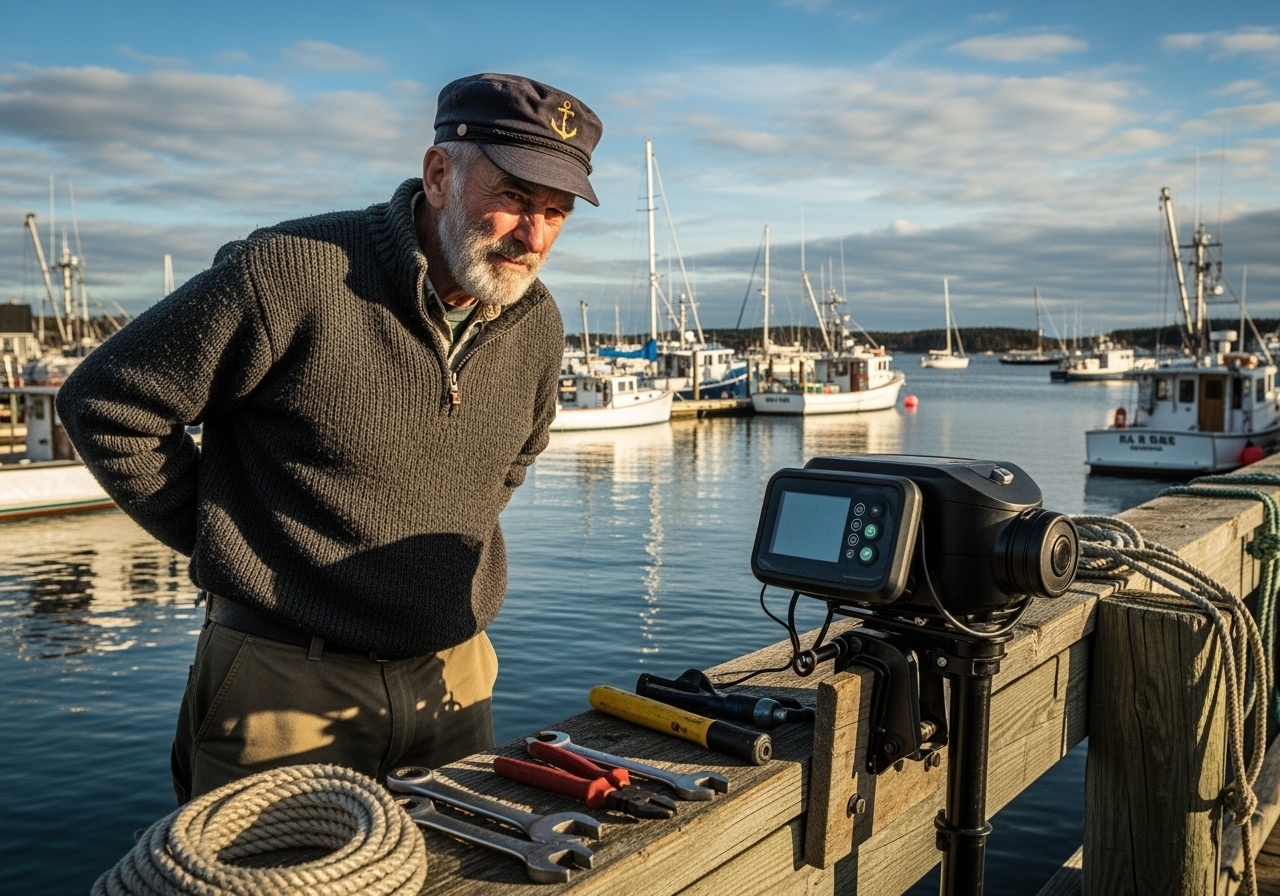 Captain Examining Electric Technology