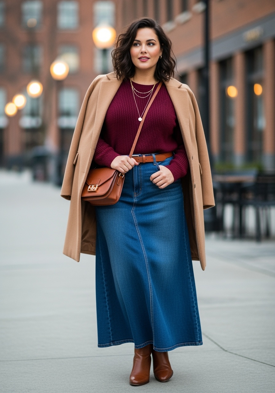 Dark Wash Denim Maxi Skirt