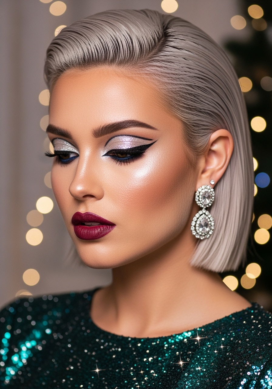 Slicked-Back Platinum Bob