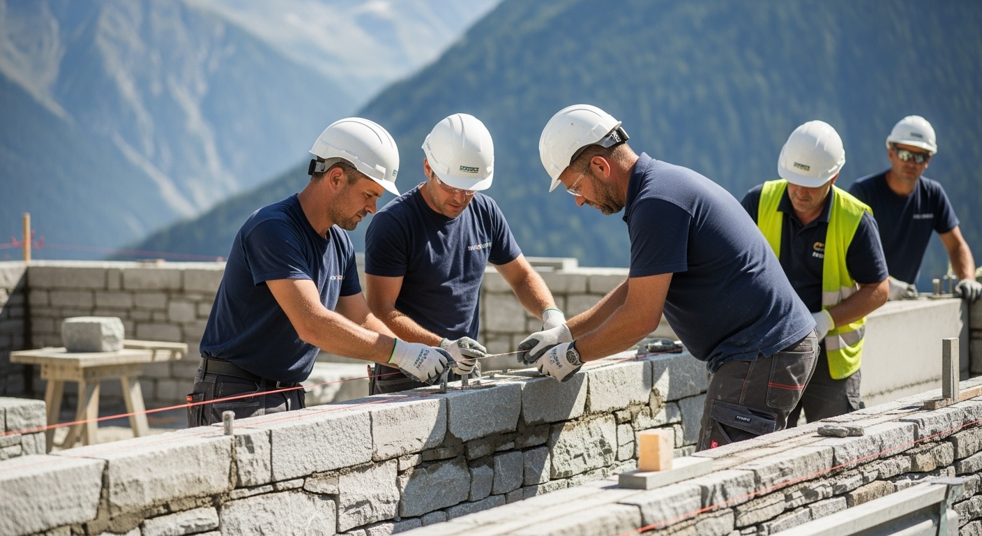 Équipe de construction Maçonnerie Chablais au travail