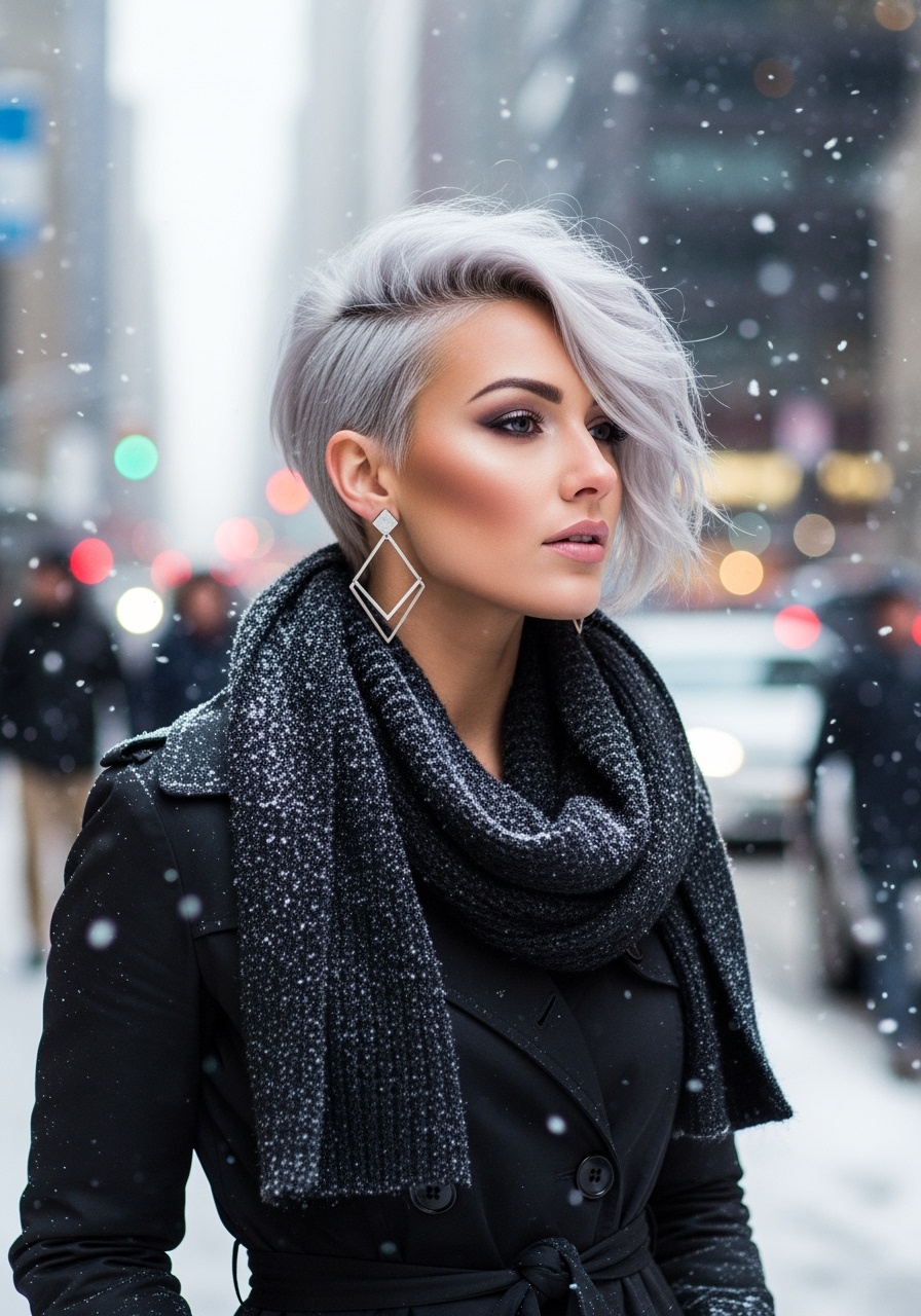 Side-Swept Silver Pixie