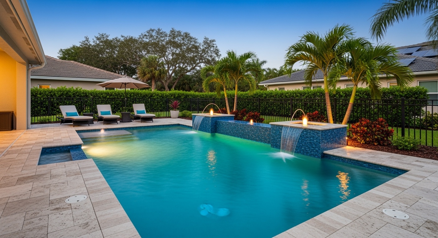 Beautiful renovated swimming pool with Diamond Brite finish