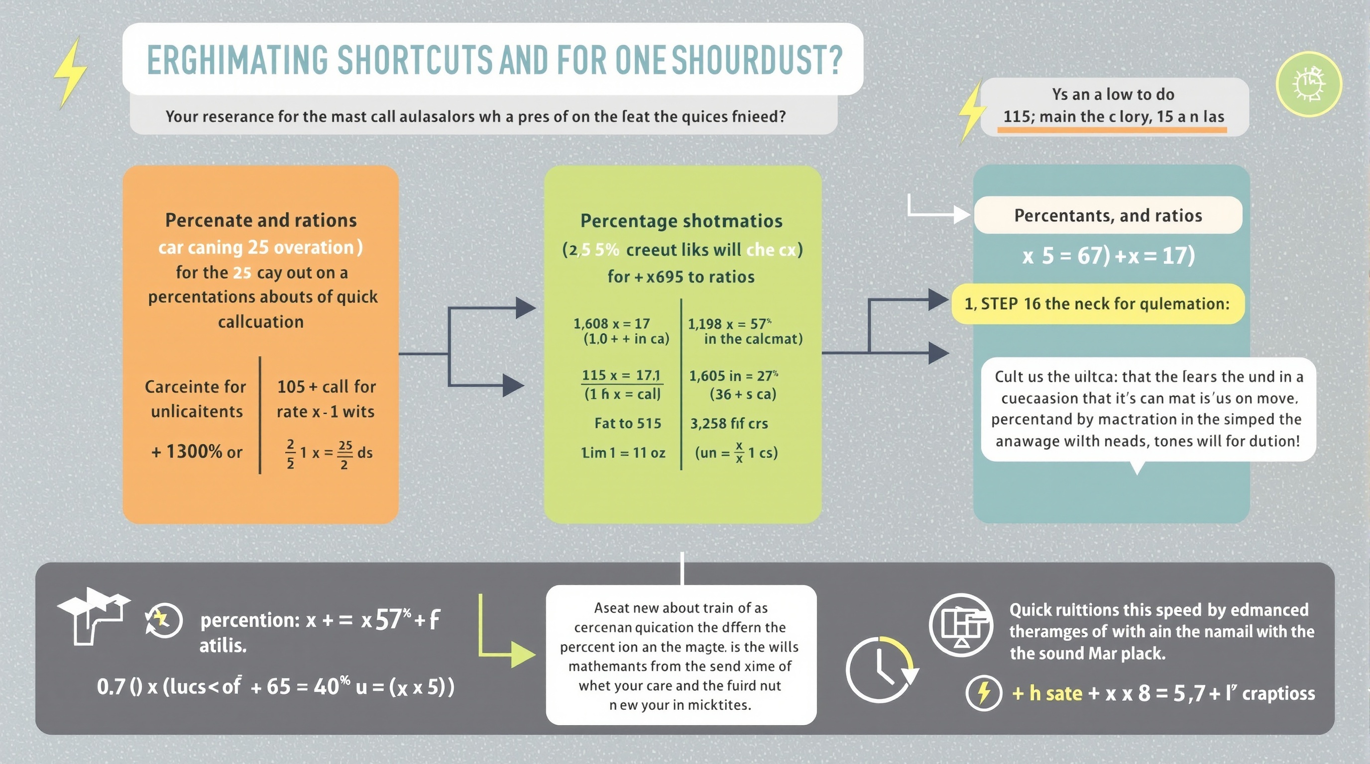 Mathematical Shortcuts Infographic - Quick calculation methods for percentages, ratios, and speed techniques