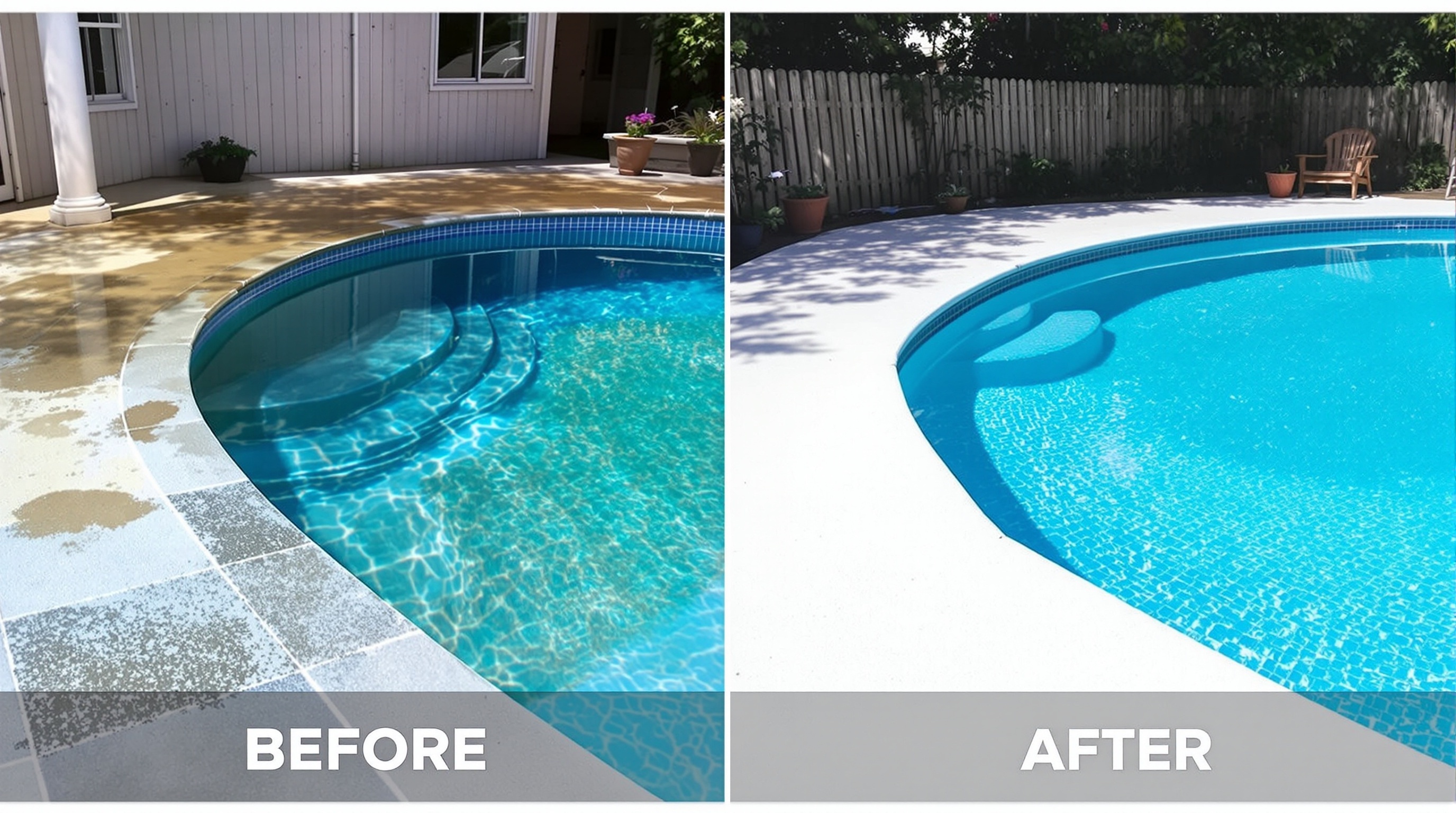 Pool acid wash before and after - professional restoration