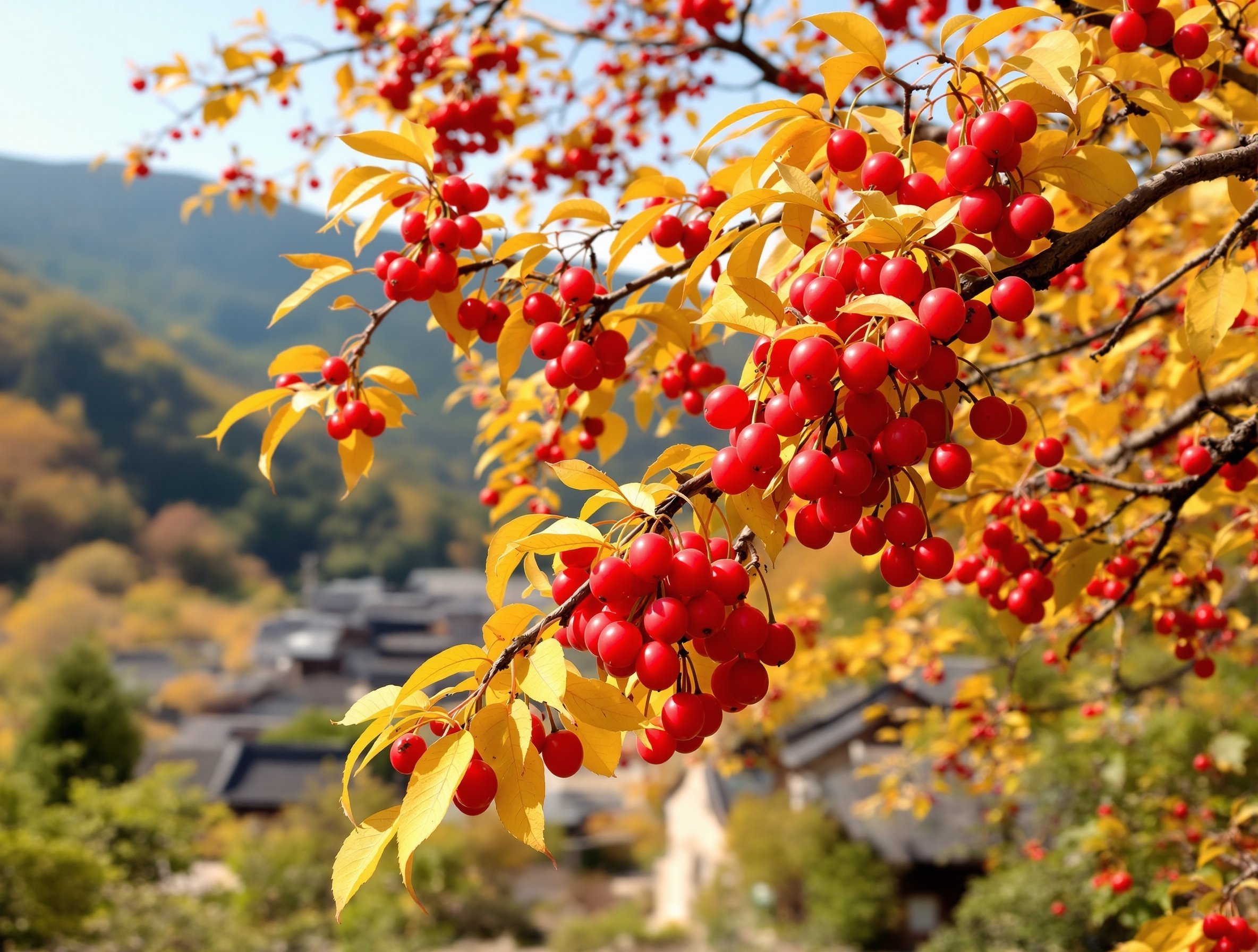 산수유 나무와 열매