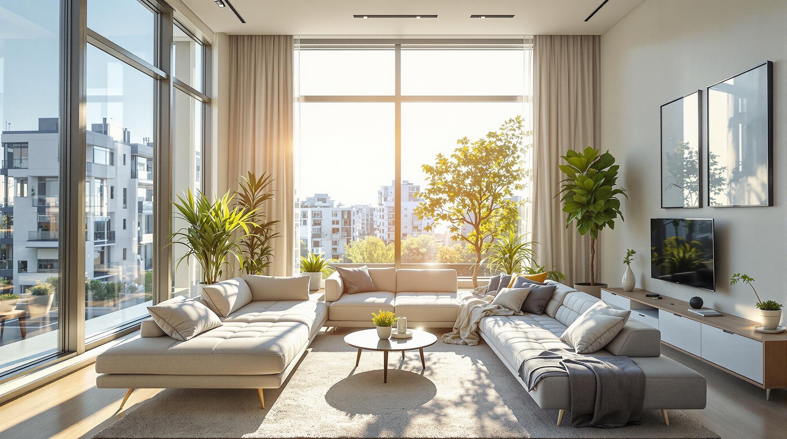 マンションリビングの強い日差し