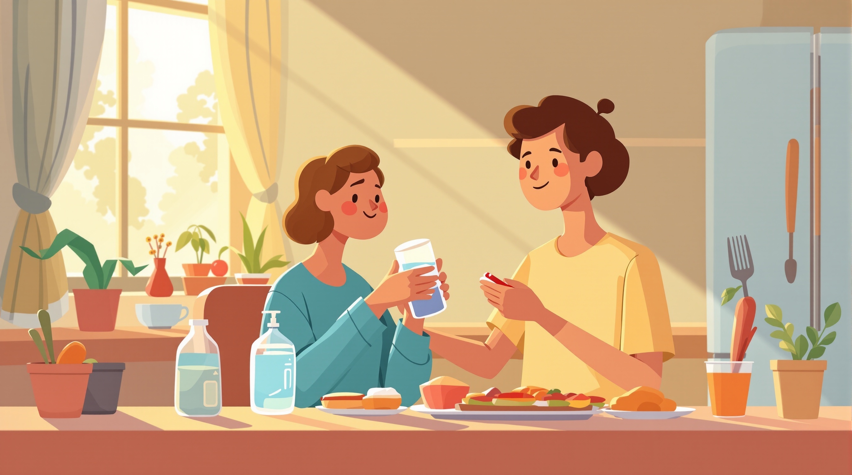 翌朝のケアのイラスト