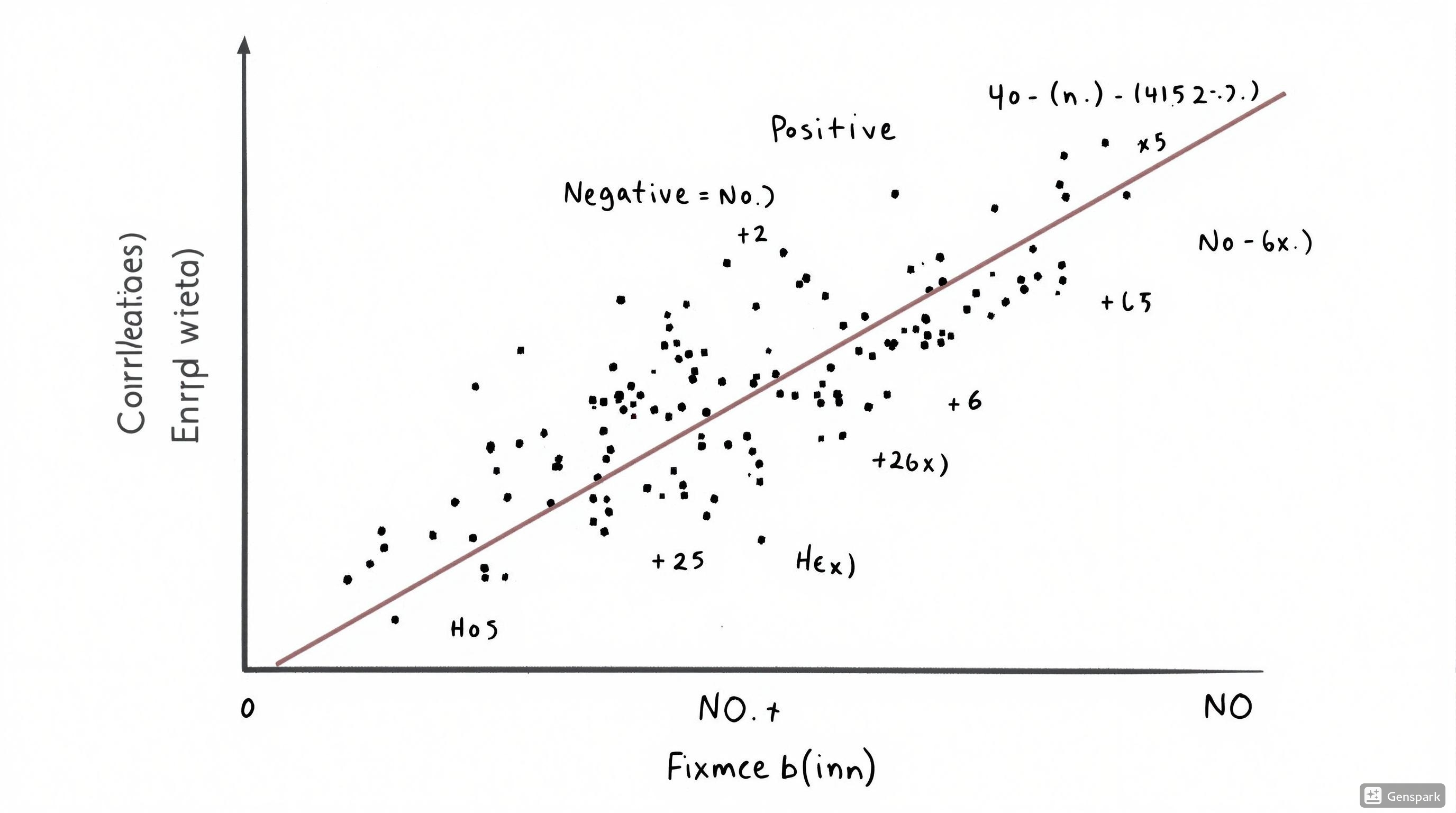 Correlation coefficient scatter plots showing positive, negative, and no correlation
