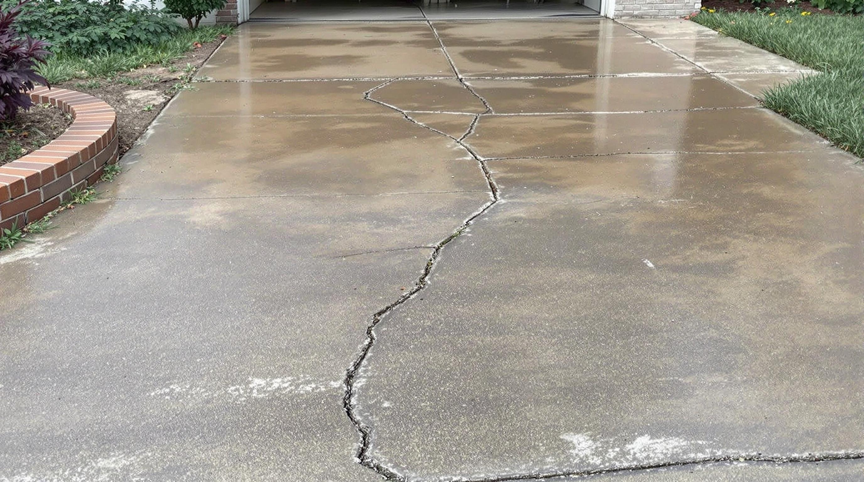 Before - Cracked driveway