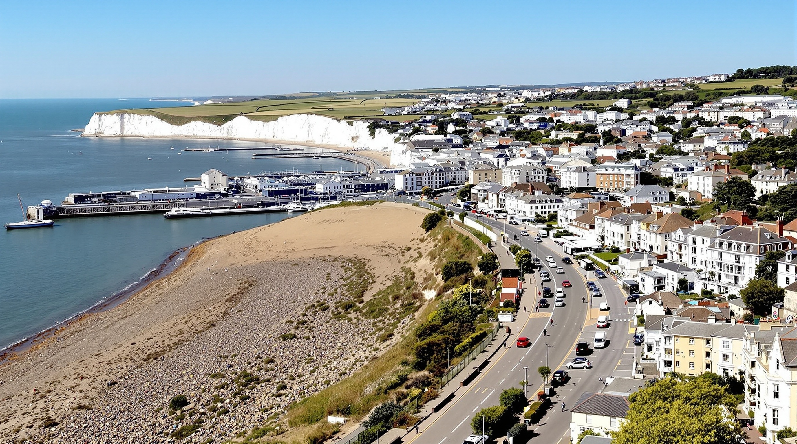 Folkestone Dover coastal properties and white cliffs Kent