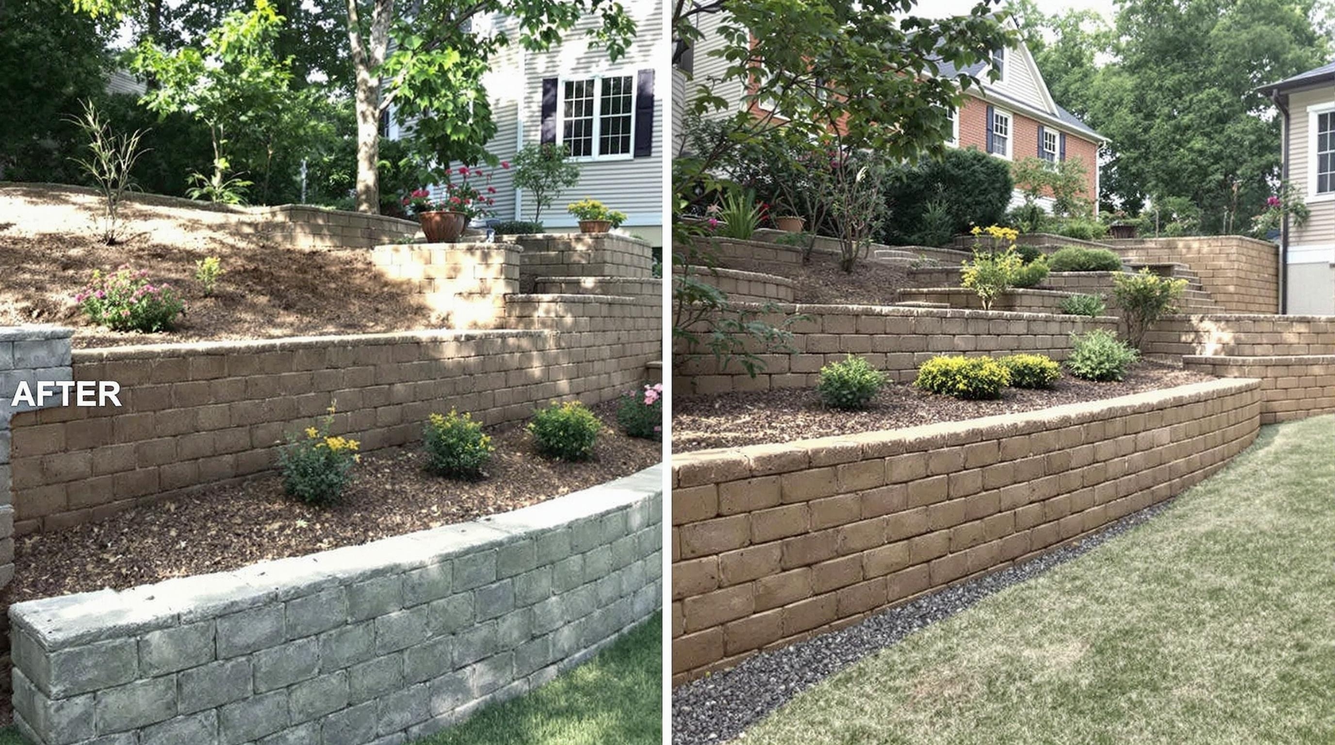After - Retaining walls