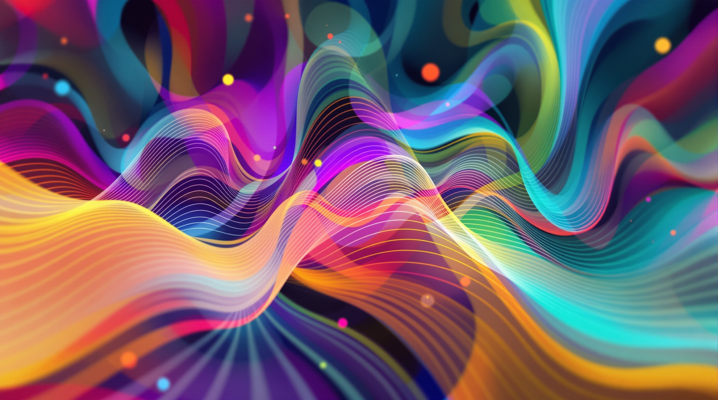 Abstract visualization of musical melody patterns with colorful waveforms and flowing musical notes