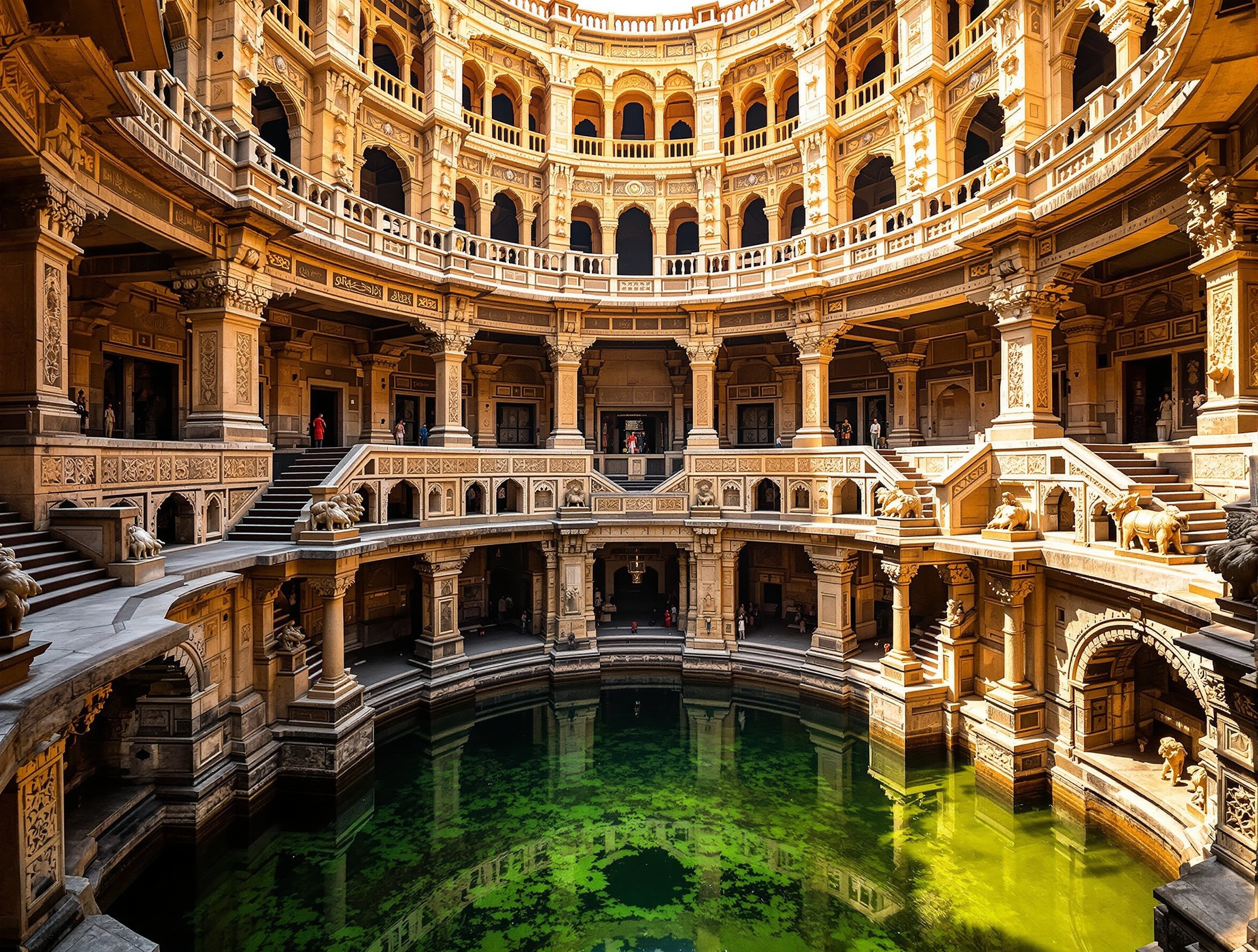 Ancient Amri Vav step well with geometric patterns