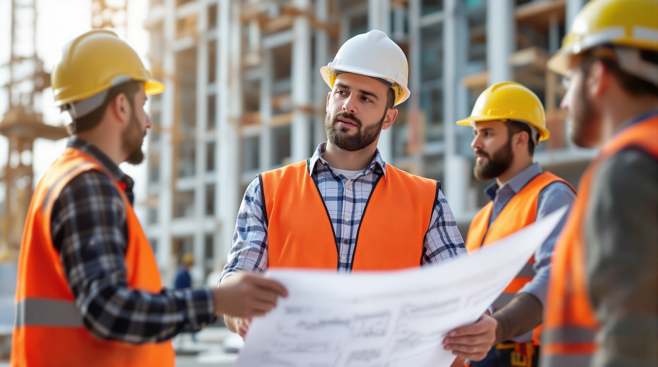 Engenheiro consultor técnico profissional analisando projetos de construção