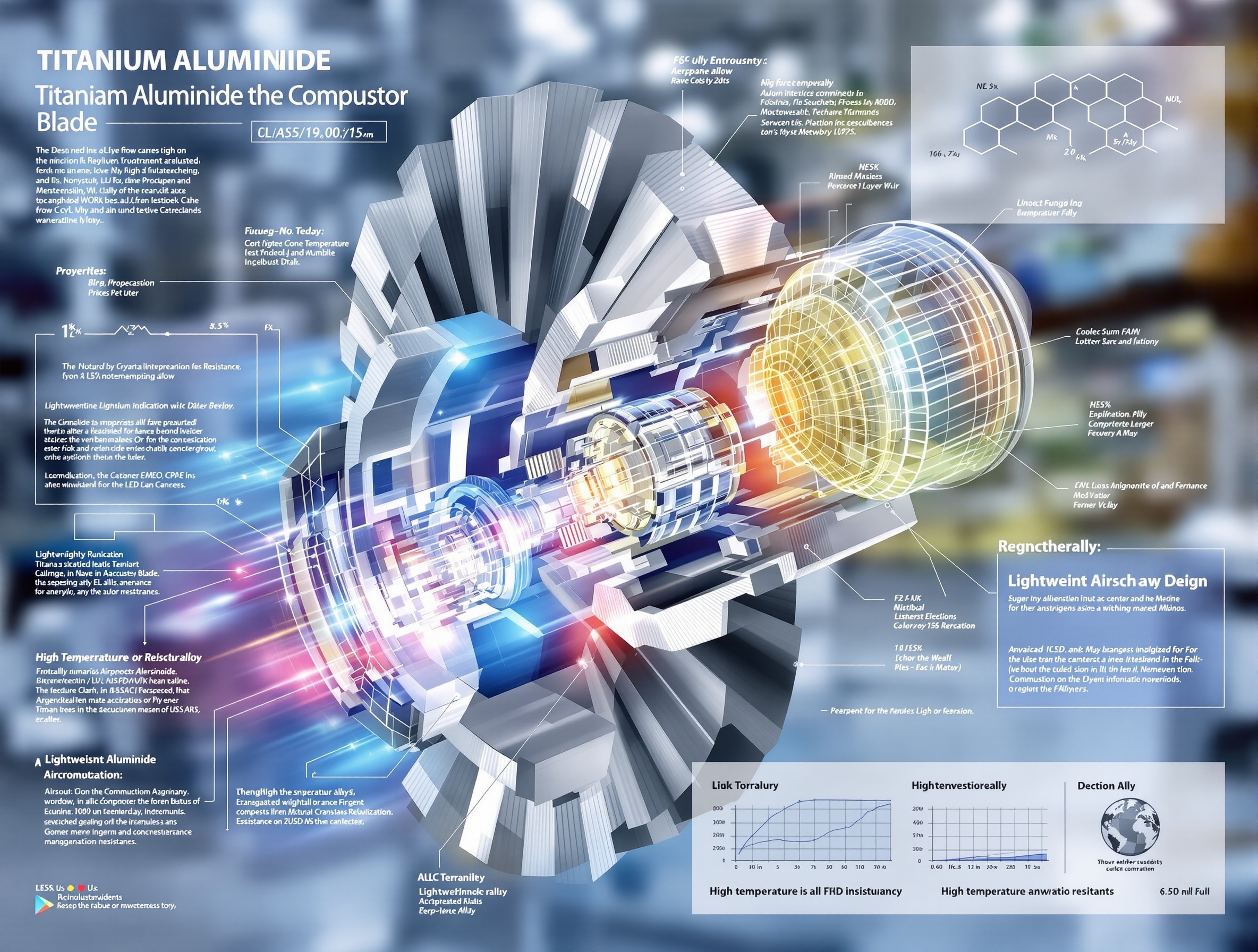 Titanium aluminide compressor blade materials science visualization