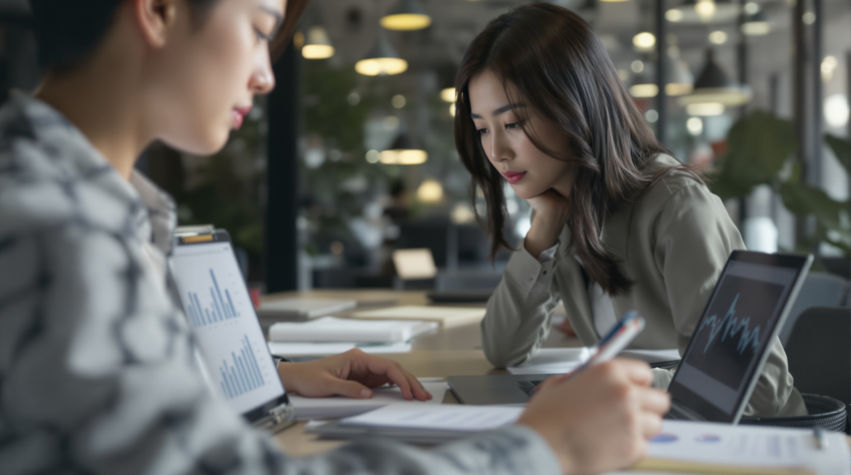データ分析をしている女性