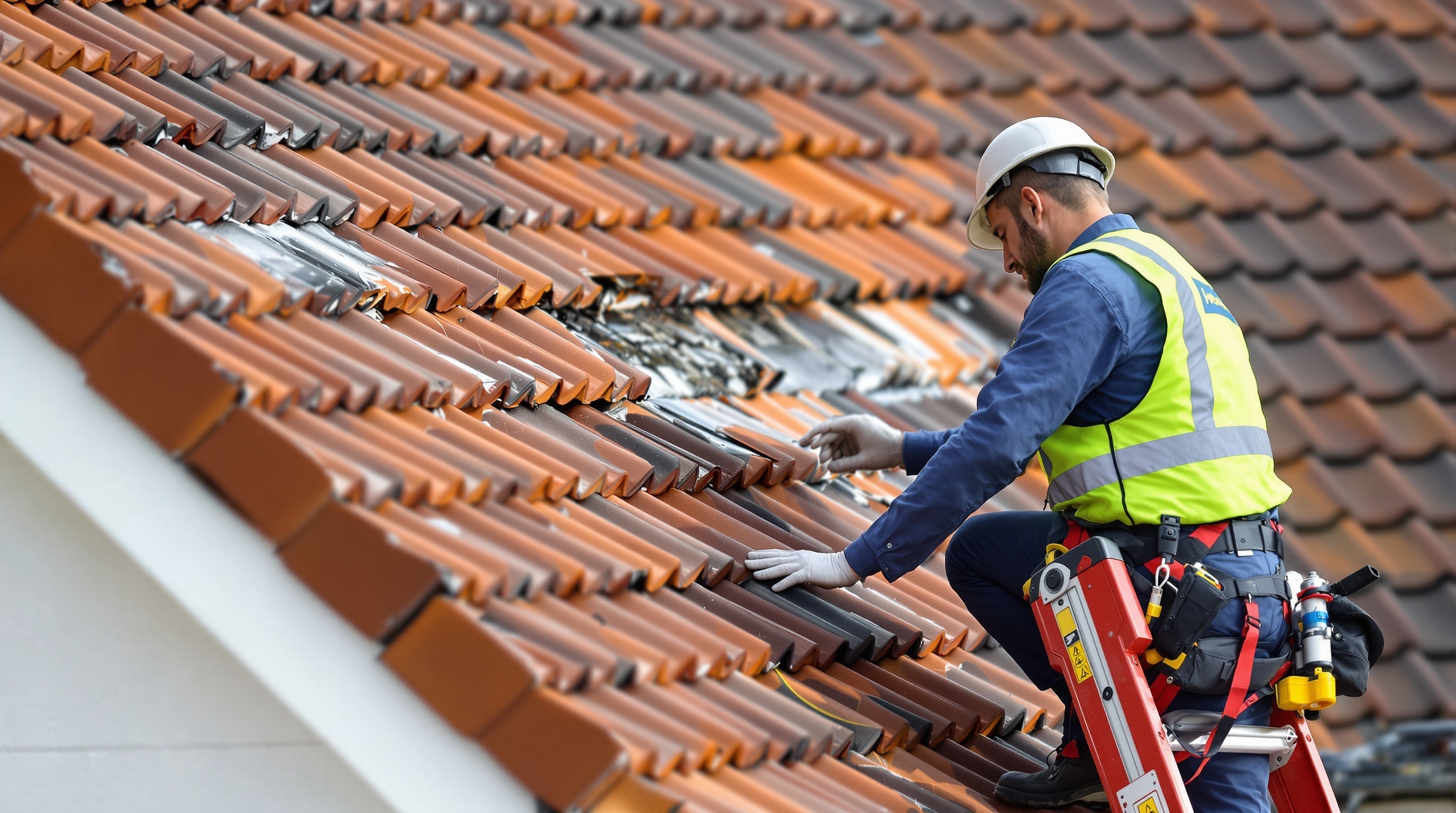 Surveyor inspecting roof