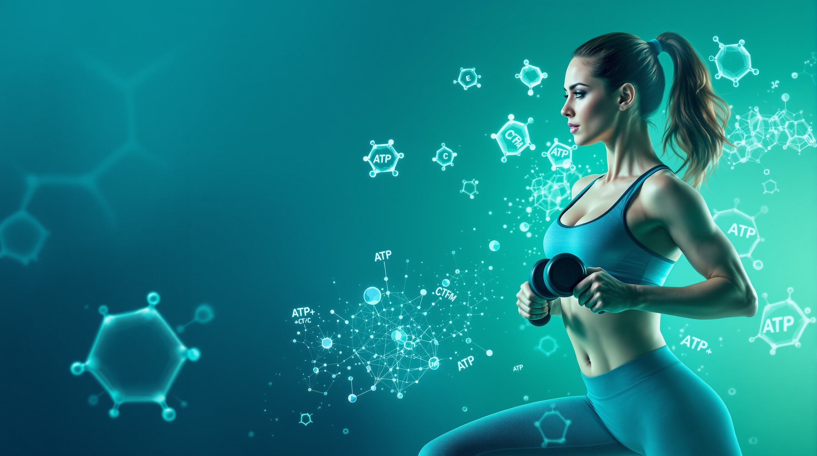 Atleta em ação demonstrando energia e vitalidade para absorção de creatina