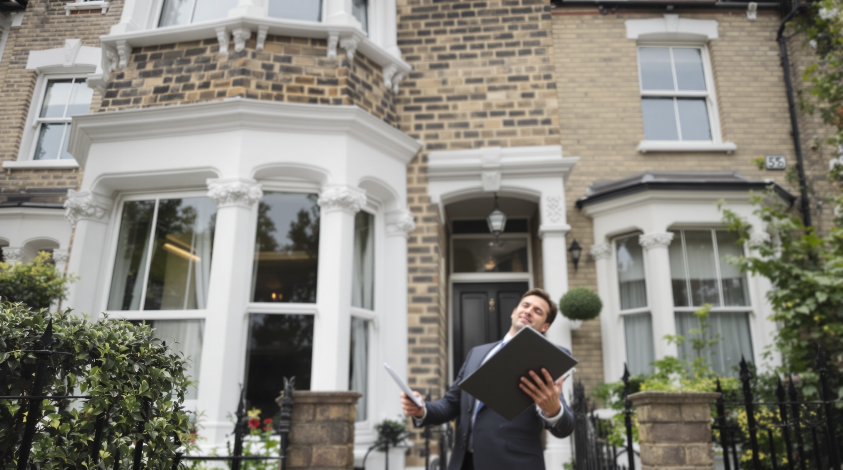 Professional RICS chartered surveyor inspecting West London property