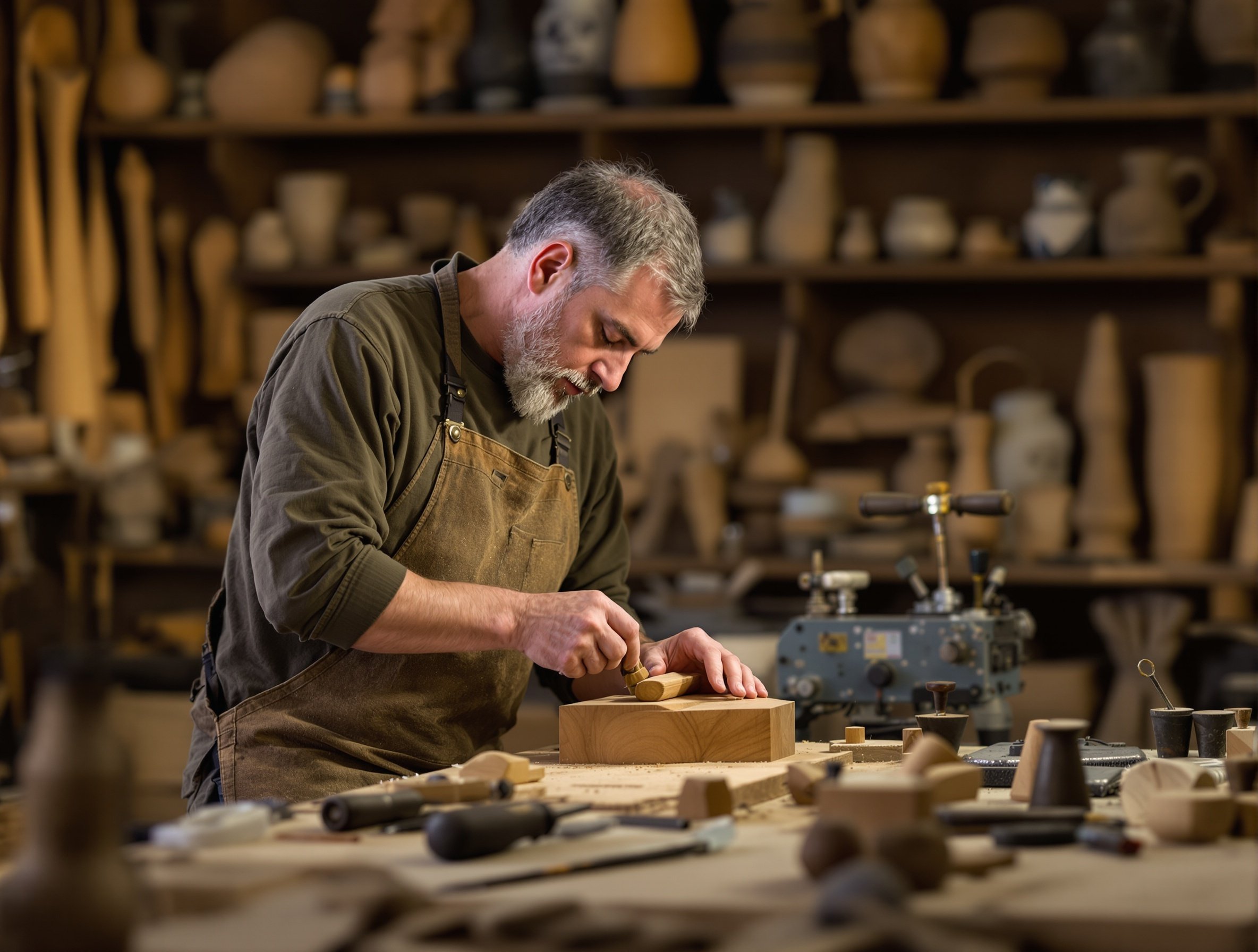Canadian woodworker in workshop