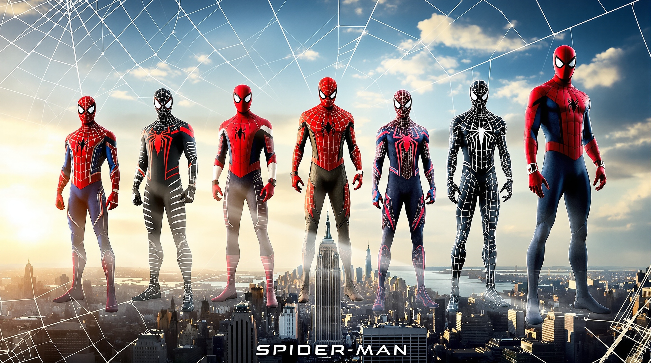 Коллаж различных версий Человека-паука