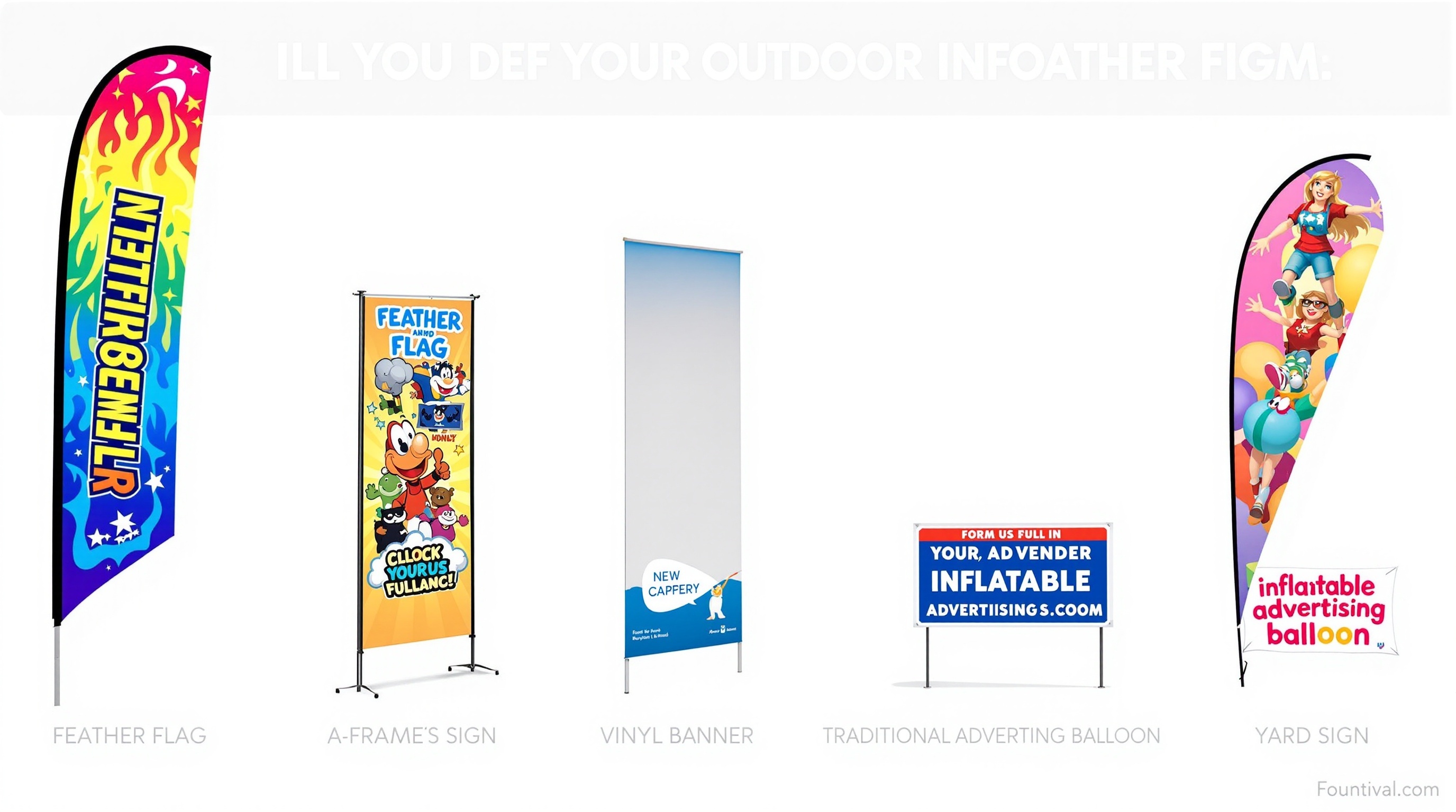 Visual comparison of feather flags versus traditional outdoor advertising methods