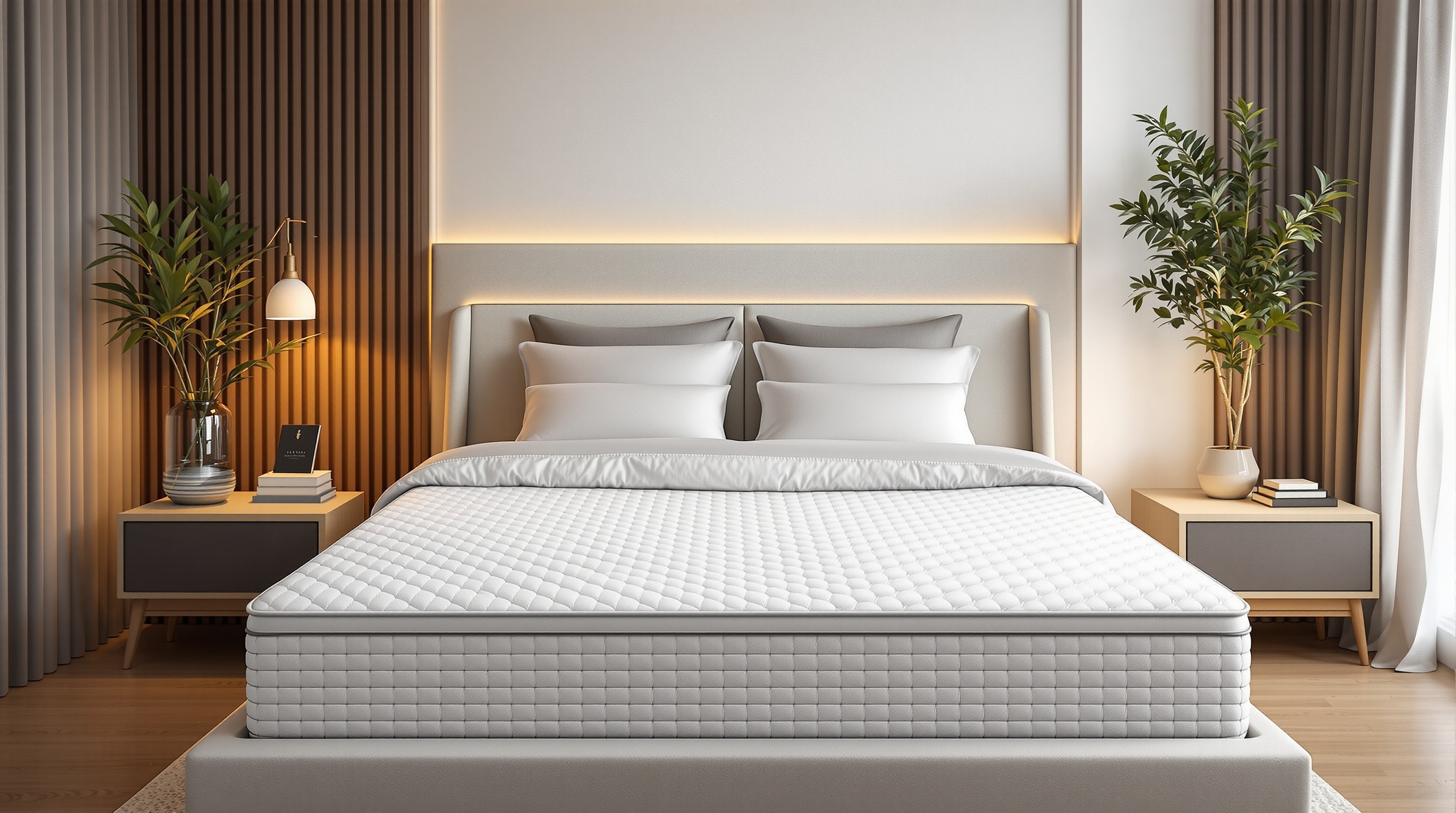 Phòng ngủ hiện đại với đệm cao cấp
