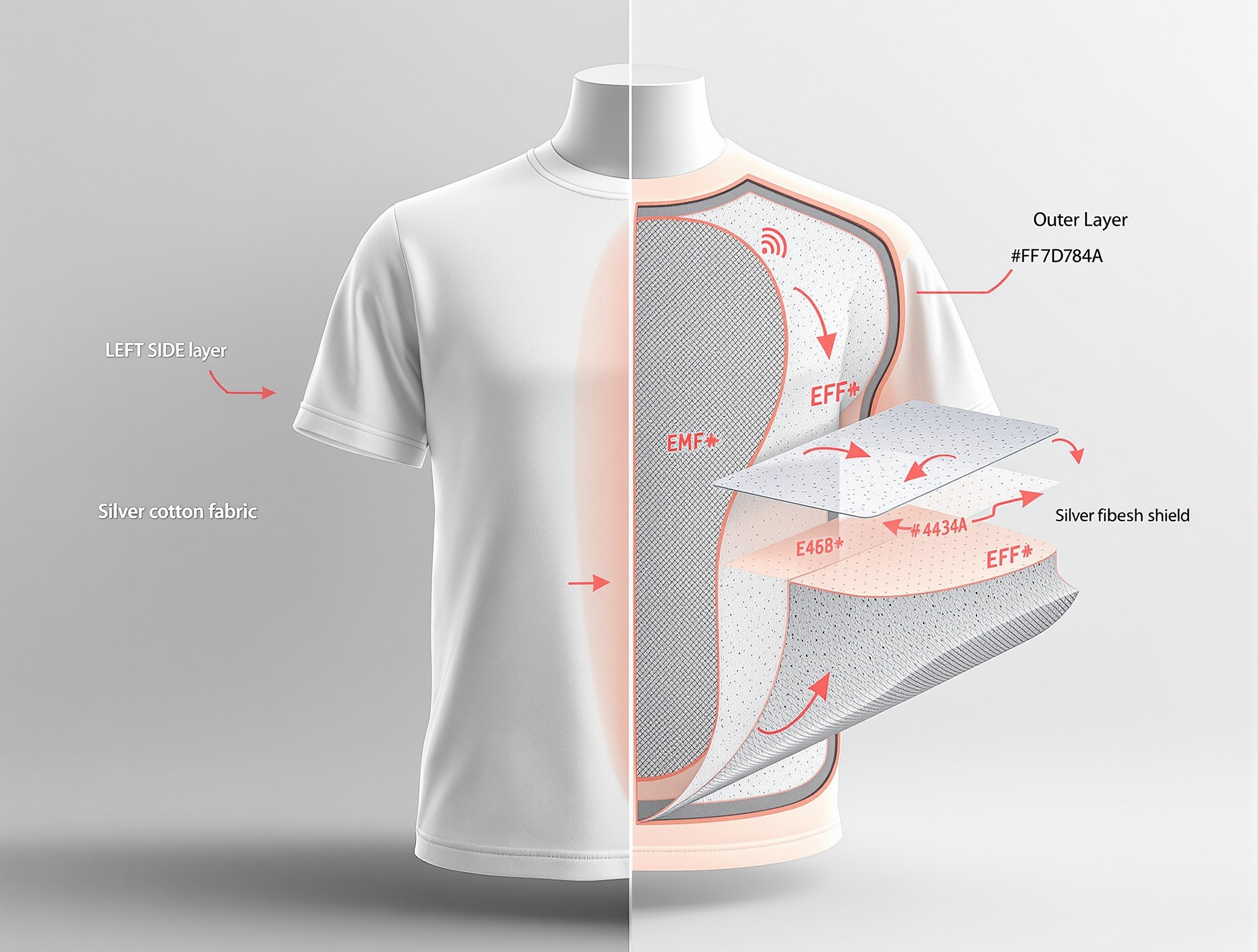 Anti-Radiation T-Shirt Dual-Layer Protection System Structure