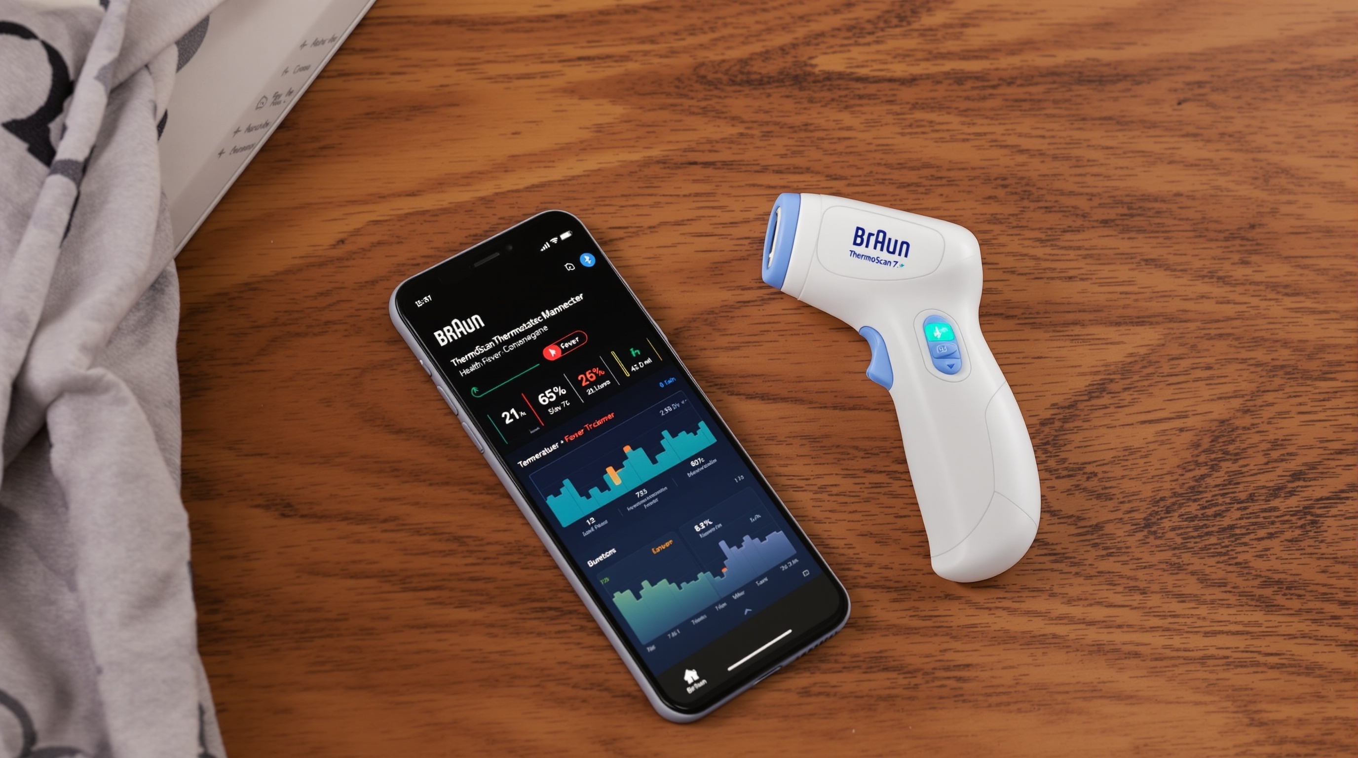 COMPARAISON DE 3 THERMOMETRES BRAUN : THERMOSCAN 7, THERMOSCAN 7 CONNECT ET THERMOSCAN PRO 6000 3 THERMOSCAN 7 CONNECT AVEC SMARTPHONE ET APPLICATION